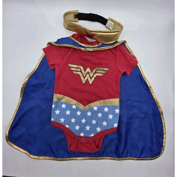 Wonder Woman Halloween Costume Infant Baby Girl Size 6-9 Months Outfit Cape Set - Picture 1 of 16